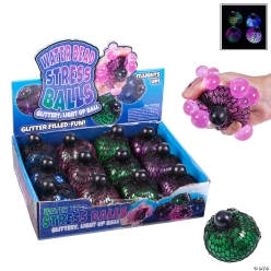 Glitter Light-Up Mesh Squeeze Balls-12Pk