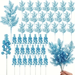 Winter Light Blue Glittering Stems 10pcs