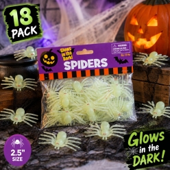 Glow-in-the Dark Spiders-18 PACK