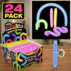 Glow in the Dark Pop Fidget Tubes - 24 PK