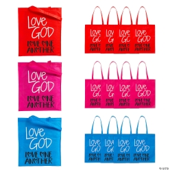 Love God Jumbo Fabric Tote Bags - 12 PK