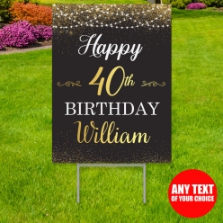 34% OFF: Black & Gold Glitz 40TH PERSONALIZED Big Yard Sign