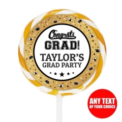 Grad PERSONALIZED Gold Lollipops - 24 Pk