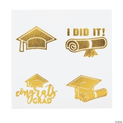 Gold Metallic Graduation Temporary Tattoos 72pk