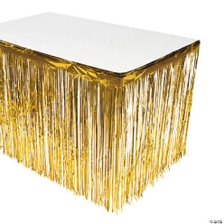 Gold Foil Metallic Fringe Table Skirt