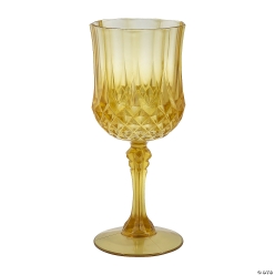 Gold Plastic Patterned Wine Glasses-12Pk