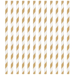 Gold Striped Sturdy Paper Straws - 24 PK