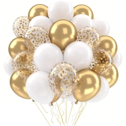 White & Gold Deluxe Latex Balloons Pack - 19pc