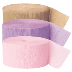 Gold, Lavender & Light Pink Crepe Streamers - 3 Pk
