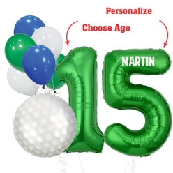 Golf PERSONALIZED Name & Double Digit Age Balloon Bouquet