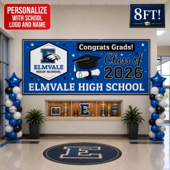 Grad Blue 2 PERSONALIZED Gigantic 8FT Vinyl Keepsake Banner