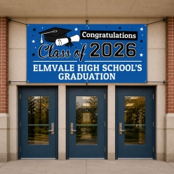 Grad Blue PERSONALIZED Giant 8FT Heavy Vinyl School Banner