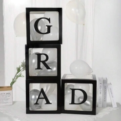 50% OFF: Grad Balloon Boxes w/ White & Silver Balloons