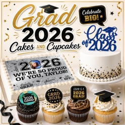 *Graduation Photo Cakes and Cupcake Decor