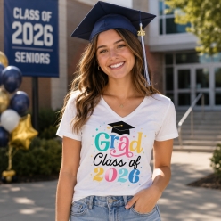 Class of 2026 Girl V-Neck T-shirt- Choose Size