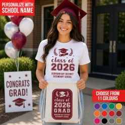 Class of 2026 Personalized School Name Backpack & T-Shirt Set