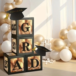 70% OFF: Grad 2025 Balloon Boxes Kit w/Gold Balloons
