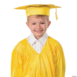 Kids Yellow Elementary Graduation Mortarboard Hat & Gown Set for