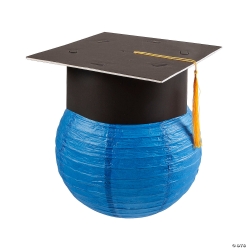 Blue Hanging Lantern with Grad Cap - 6Pk