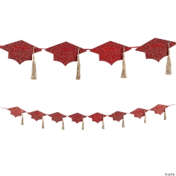 Red Tassel & Graduation 6.5 Ft Cap Glittering Banner