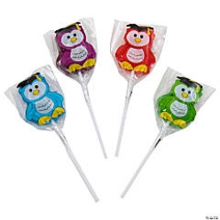 Graduation Owl Frosted Suckers 12 Pk