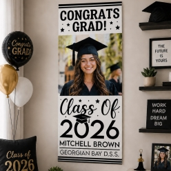 Vertical Grad Cap PHOTO PERSONALIZED Vinyl Banner