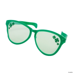 St.Patrick's Day Green Jumbo Clover Glaases-12Pk