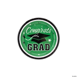 Congrats Grad Green Dessert Plate - 25Pk