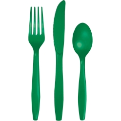 Festive Green Assorted Cutlery - 30 PK