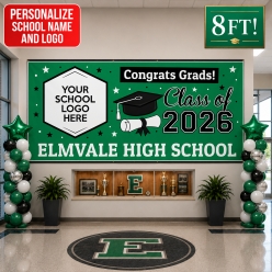Grad Green 2 PERSONALIZED Gigantic 8FT Vinyl Keepsake Banner