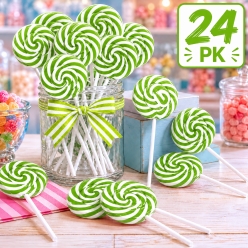 Green Apple Flavoured Swirl Pops - 24 Pk