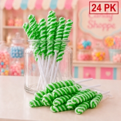 Green Lime Small Twisty Lollipops - 24 Pk