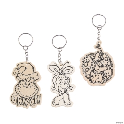 Colour Your Own The Grinch Wood Keychains 12 Pcs