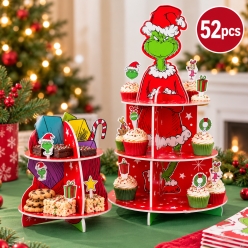 The Grinch Treat Stands with Food Picks Serving Set – 52 pcs