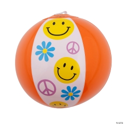 Orange & White Inflatable Groovy Beach Balls-12Pk