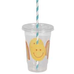 Groovy 16oz Cups with Lids & Straws - 4 Pk