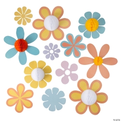 Groovy Party Jumbo Flower Cutouts - 12 PK