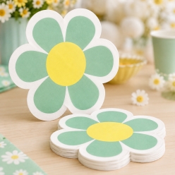 Groovy Party Shaped Flower Napkins - 16 PK
