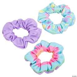 Pastel Peace & Rainbow Hair Scrunchies - 12Pk