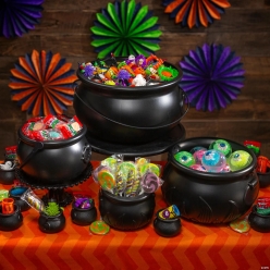 Black Plastic Nesting Cauldron Set - 15 PACK