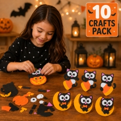 Halloween Cat Magnet Craft Kit-10Pk