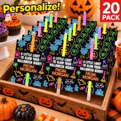 Halloween Glow Bracelets w/ Personalized Cards - 20 PK