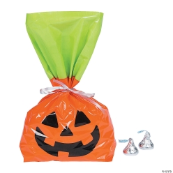 Halloween Jack-O'-Lantern Cellophane Bags-50Pk