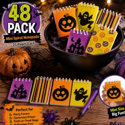 BULK Halloween Iconic Spiral Notepads-48Pk