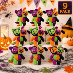 Halloween Plush Cat & Dog Stitched Monsters-9Pk