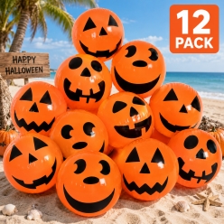 Halloween Pumpkin 28cm Beach Balls - 12 Pack