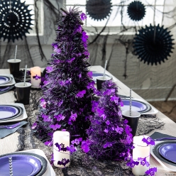 Halloween Purple Bats Trees & Garland Set