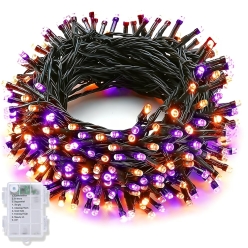 Orange & Purple 100 LED Battery-Operated Light Strand