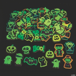 Glow-in-the-Dark Halloween Self-Adhesive Shapes-72Pk