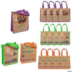 Large Nonwoven Halloween Tote Bags - 12Pk